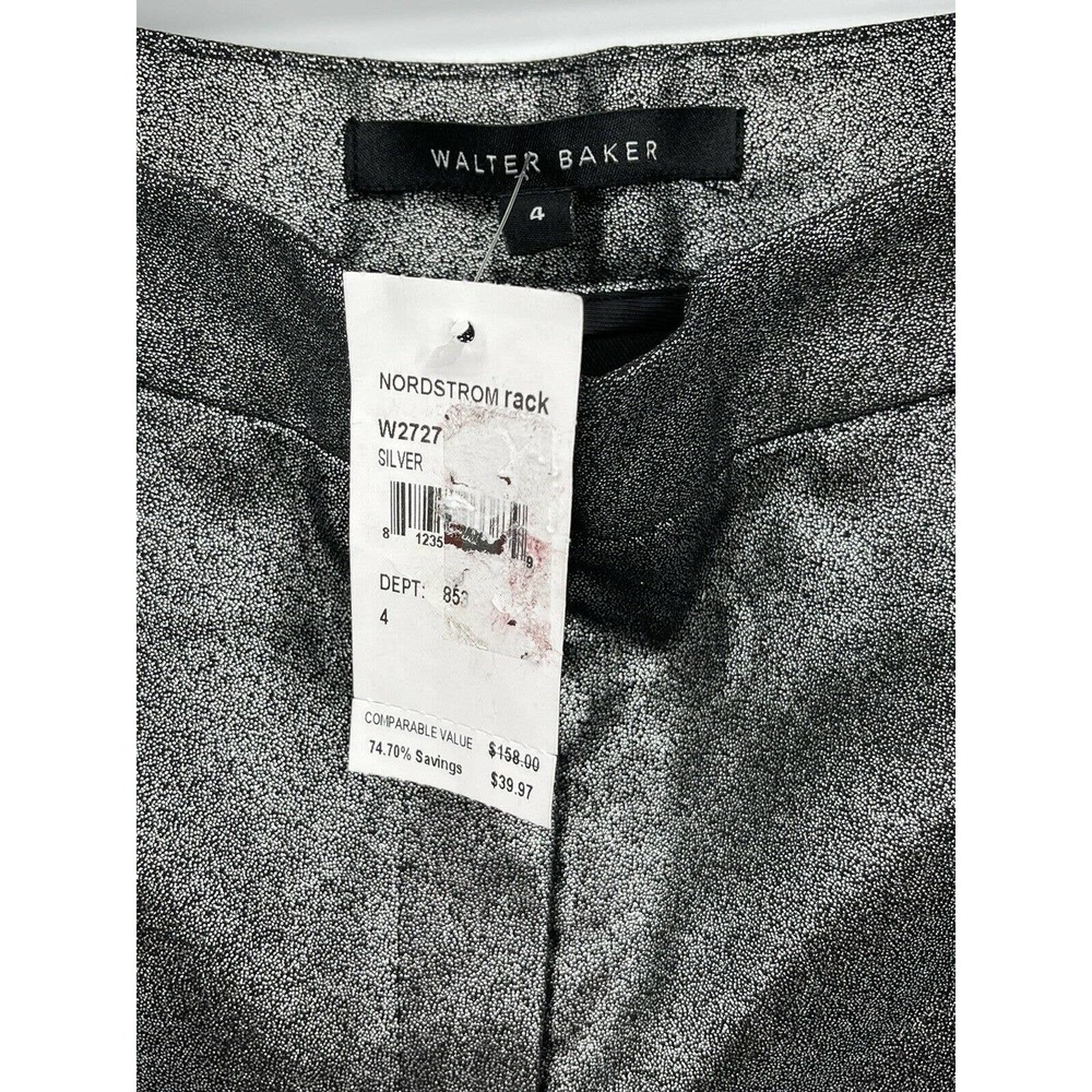 $158 Walter Baker Leo Ankle Pant Metallic Silver Black Size 4 - Picture 5 of 6